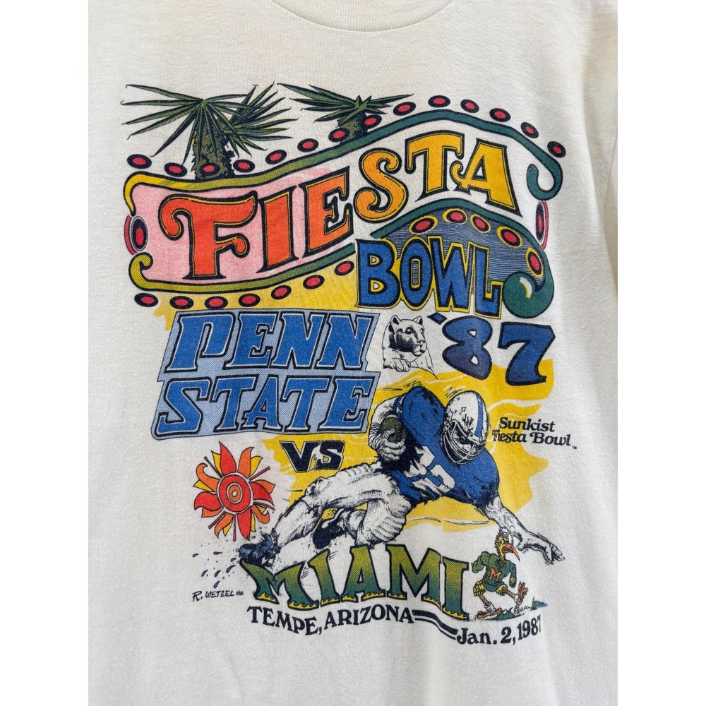 Penn State vs Miami Fiesta Bowl T-Shirt Mens Ivory National Championship Vintage